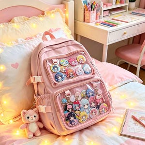 Ita Rucksack für den Schulanfang, Tasche mit transparentem Sichtfenster, Kawaii Anime-Rucksack, Geschenkidee für Sie