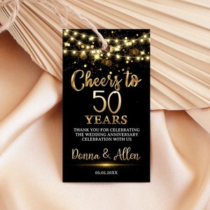 50周年記念の記念品タグ、50周年を祝う記念品タグ、結婚記念日の感謝の記念品、ゴールドとブラック、感謝の記念品