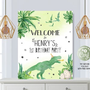 Dinosaur Welcome Sign, Dinosaur Birthday Welcome Sign, Dinosaur Sign, Safari Dinosaur Birthday Sign, T-Rex Signs, T-Rex Centerpieces