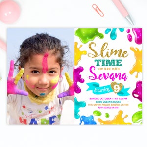 Slime Birthday Invitation, with Photo, Slime Party, Slime Birthday, Magical Slime Invite,  Slime Invitations, Slime Birthday Party,