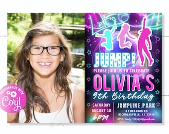 Convite de aniversário com pula-pula e foto, menina, rosa, Convite de aniversário com pula-pula e foto, Convite para festa em pula-pula com foto, Pula-pula