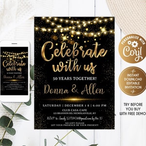 Goldene Hochzeit Jahrestag Einladungen, Feiern Sie mit uns Einladungen, 50. Hochzeitstag Einladung, 40. Hochzeitstag Party