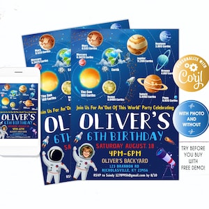 Solar System Birthday Invitation, Space Birthday Printable Invitation,  Solar System Party Invites, Out of This World Birthday, Solar System