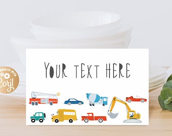 Editable Transportation Print Food Labels Boy, Editable Transportation Food Signs, Transportation Party Food Tent Labels, Cars and Trucks