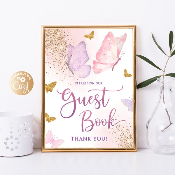 Baby Shower Guest Sign in Butterfly Etsy