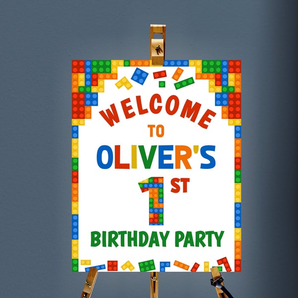 Editable Building Blocks Birthday Welcome Sign, Building Blocks Welcome Poster, 1st Birthday Board, Building Blocks Poster, Any Age