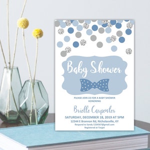 Blue Baby Shower Invitation, It&#39;s A Boy, Navy Blue Baby Shower Invitation, Baby Shower, Instant Download, Baby Boy Shower Invitation