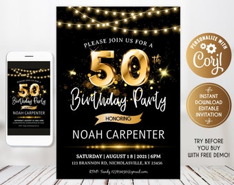 50th Birthday Party Invitations Over The Hill Invitations Etsy