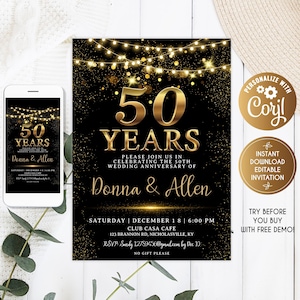 Einladung zum 50. Hochzeitstag 10.20.30.40.50.Hochzeit Jahrestag Einladungen 25.10.30.40.50.Jahrestag Einladung