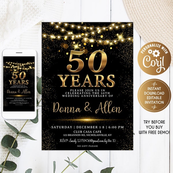 50th Wedding Anniversary Invitation 10th 20th 30th 40th 50th wedding anniversary invitations 25th 10th 30th 40th 50th Anniversary Invitation