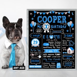 Dog Birthday Chalkboard Sign, 1st party chalk board poster banner, Puppy Dog, Pet 1st Birthday Chalkboard, Dog's Personalized Custom Sign