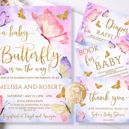 Butterfly Baby Shower Invitation for Girl Little Butterfly Etsy