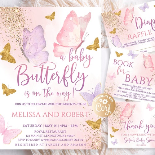 Butterfly Baby Shower Invitation for Girl Little Butterfly Etsy
