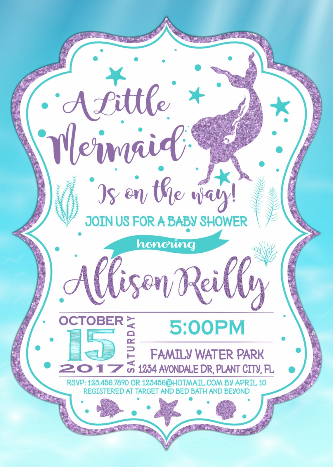Mermaid Baby Shower Invitation Mermaid Baby Shower Mermaid Etsy