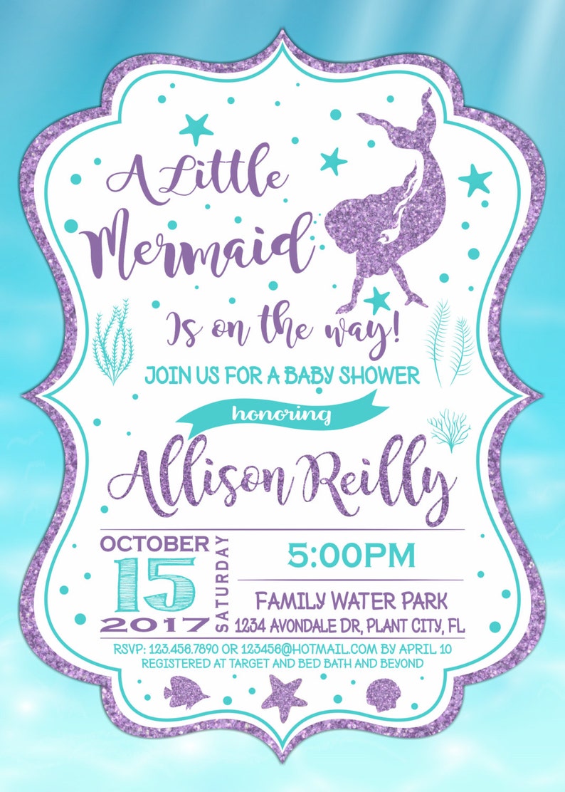 Mermaid Baby Shower Invitation Mermaid Baby Shower Mermaid Etsy