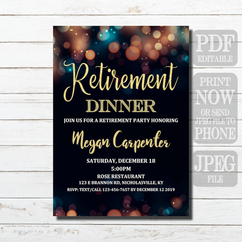 Retirement Dinner Invitation Retirement Dinner Invitation | Etsy