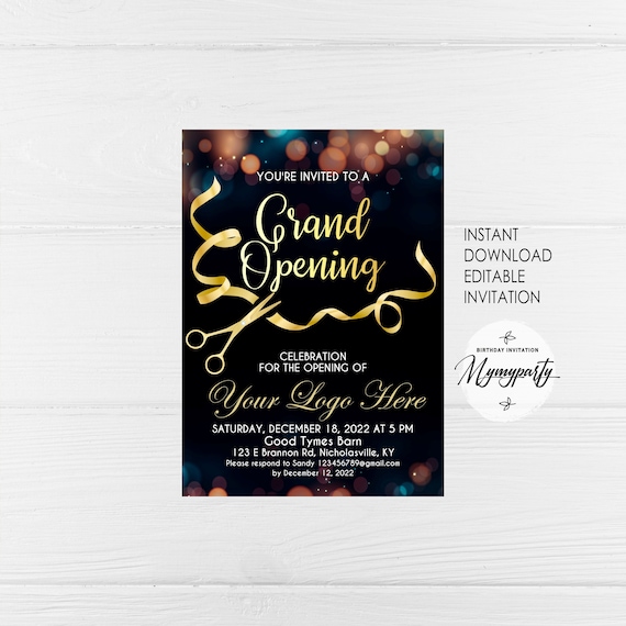 Grand Opening Invitation, Ribbon Cutting Edit Yourself, Gold Ribbon Cutting, Grand Opening Launch Party Open House Grand Opening celebration