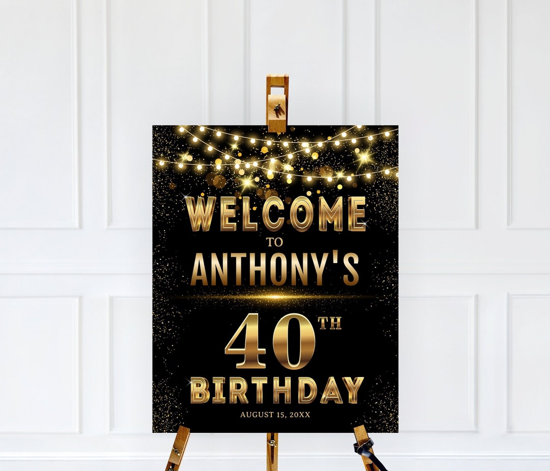 Black And Gold Cheers To 40 Years Sticker Labels - 40th Birthday Party Favor Stickers - 2 In - 50 Count, Black ,Gold - Foto 8