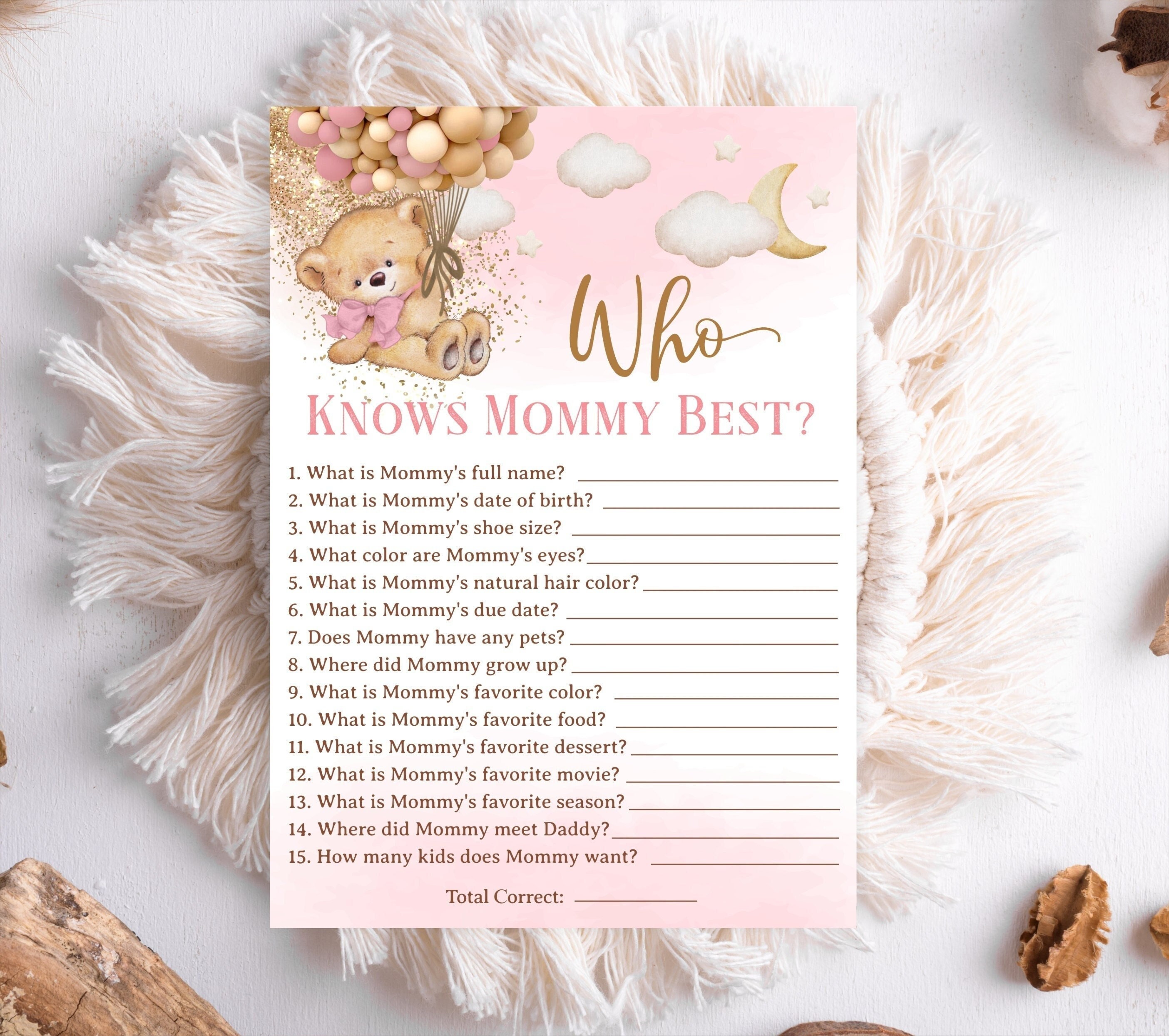 Giochi per baby shower a tema orso, confezione da 20 simpatici orsi per bambini e bambini, con scritta in lingua inglese BS-BEAR-A2P