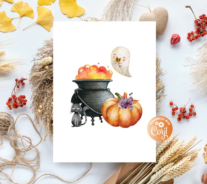 Halloween Baby Shower Invitations Set Boy A Baby is Brewing Etsy