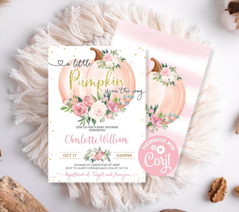 Editable Pumpkin Baby Shower Invitation A Little Pumpkin is Etsy