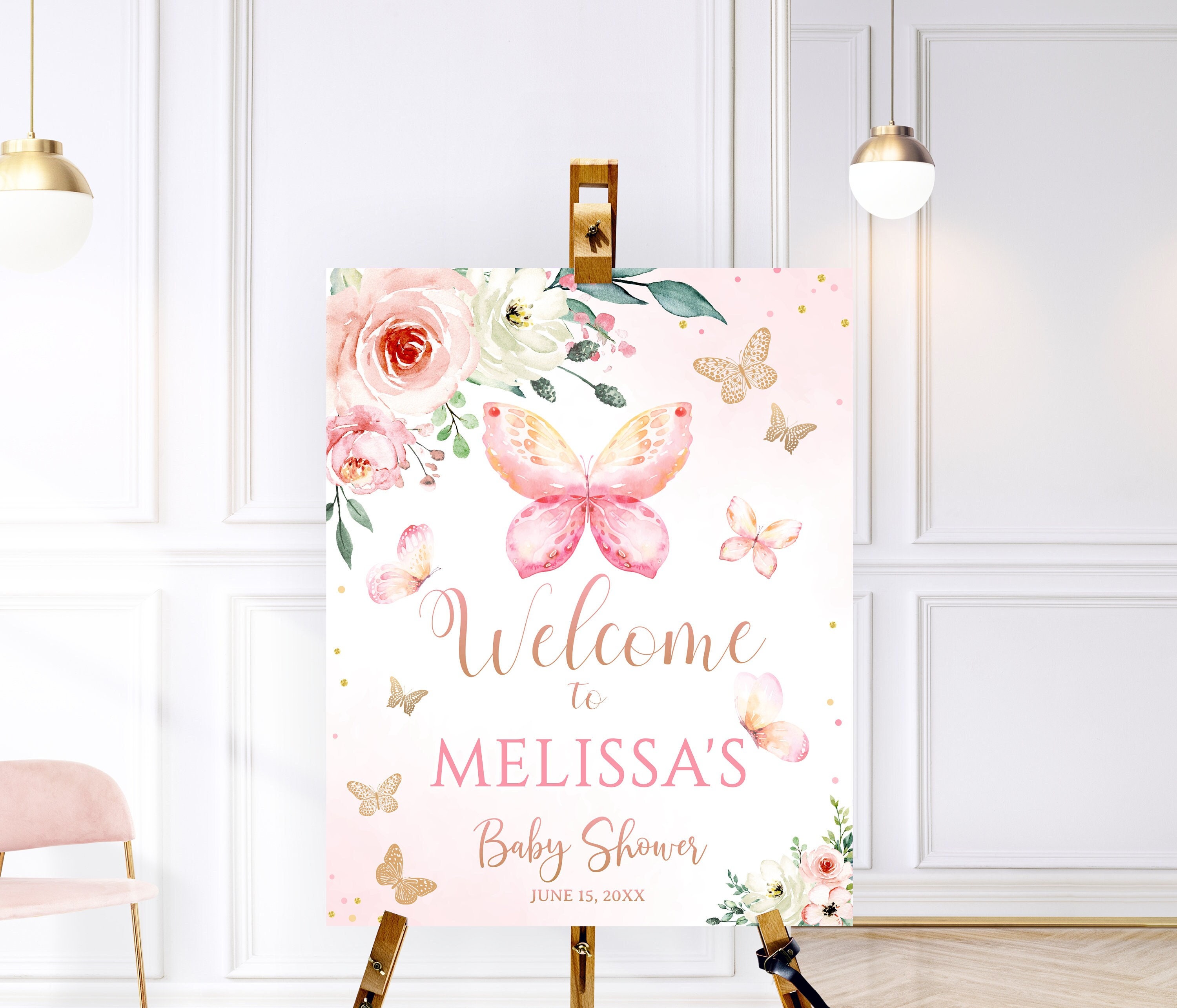 Mariposa bebé ducha signo de bienvenida oro rosa, bebé ducha signo de  bienvenida mariposa, cartel de bienvenida de mariposa, decoración de  mariposa pequeña mariposa - Etsy México, image size:3000x2570