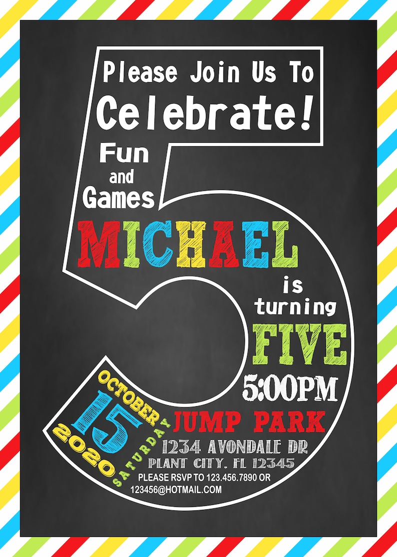 5th-birthday-invitation-boy-fifth-birthday-invitation-5th-etsy