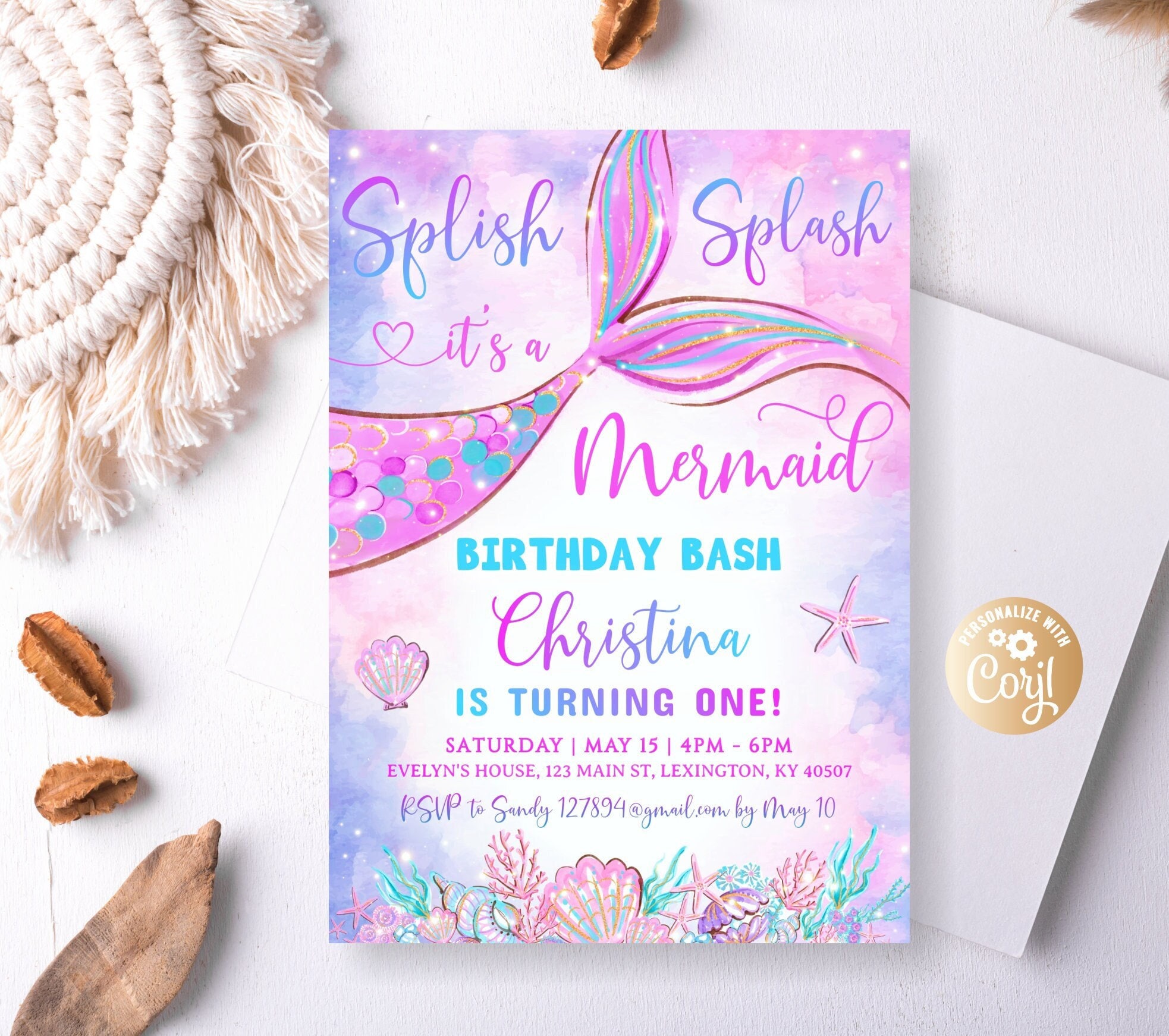 Splish Splash Mermaid Invitation - Etsy