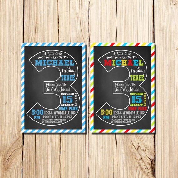 3rd birthday invitation third birthday invitation boy etsy