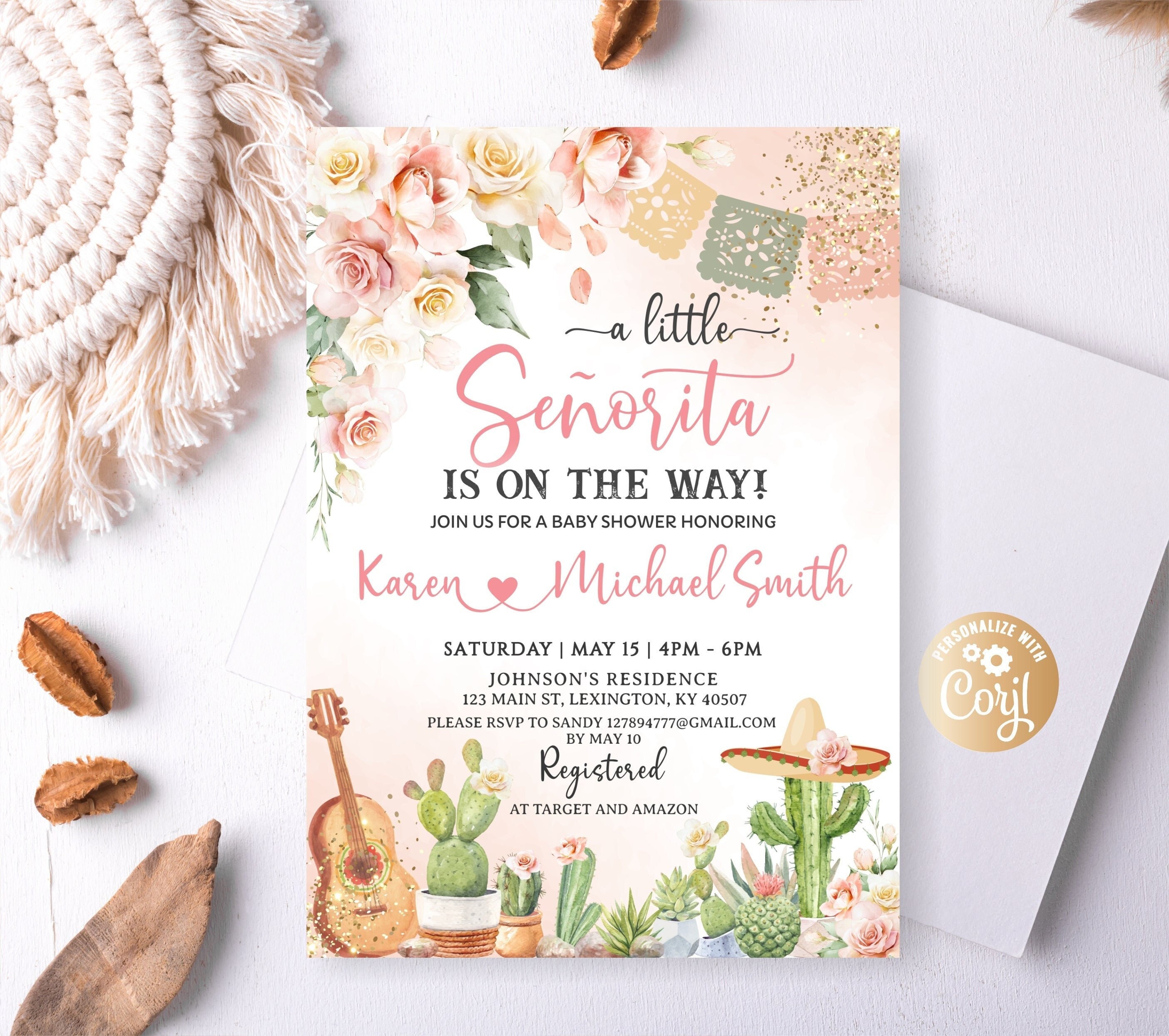 Invitations Cactus Bella Ink – Boîte De 10, Format 5 3/4 X 8 3/4, Pour Toutes Occasions