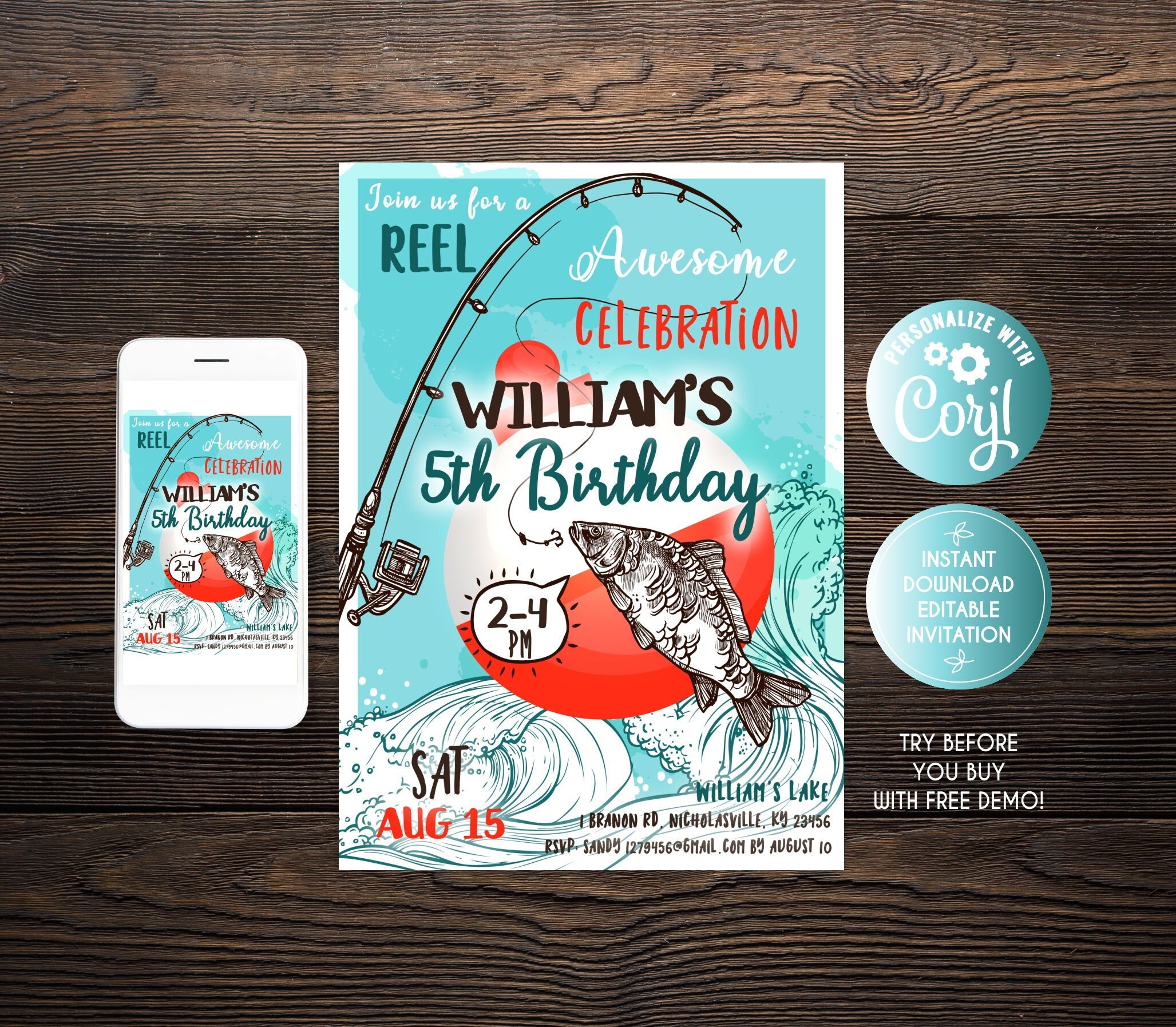Fishing Birthday Invitation Fishing Invitation Fishing 5th Birthday Invitation Fishing Birthday Fishing Birthday Invite