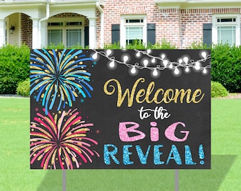 Feuerwerk Gender Reveal Zeichen, Gender Reveal Yard Zeichen, Willkommen Yard Zeichen, Feuerwerk Zeichen, Gender Reveal Zeichen, Gender Reveal