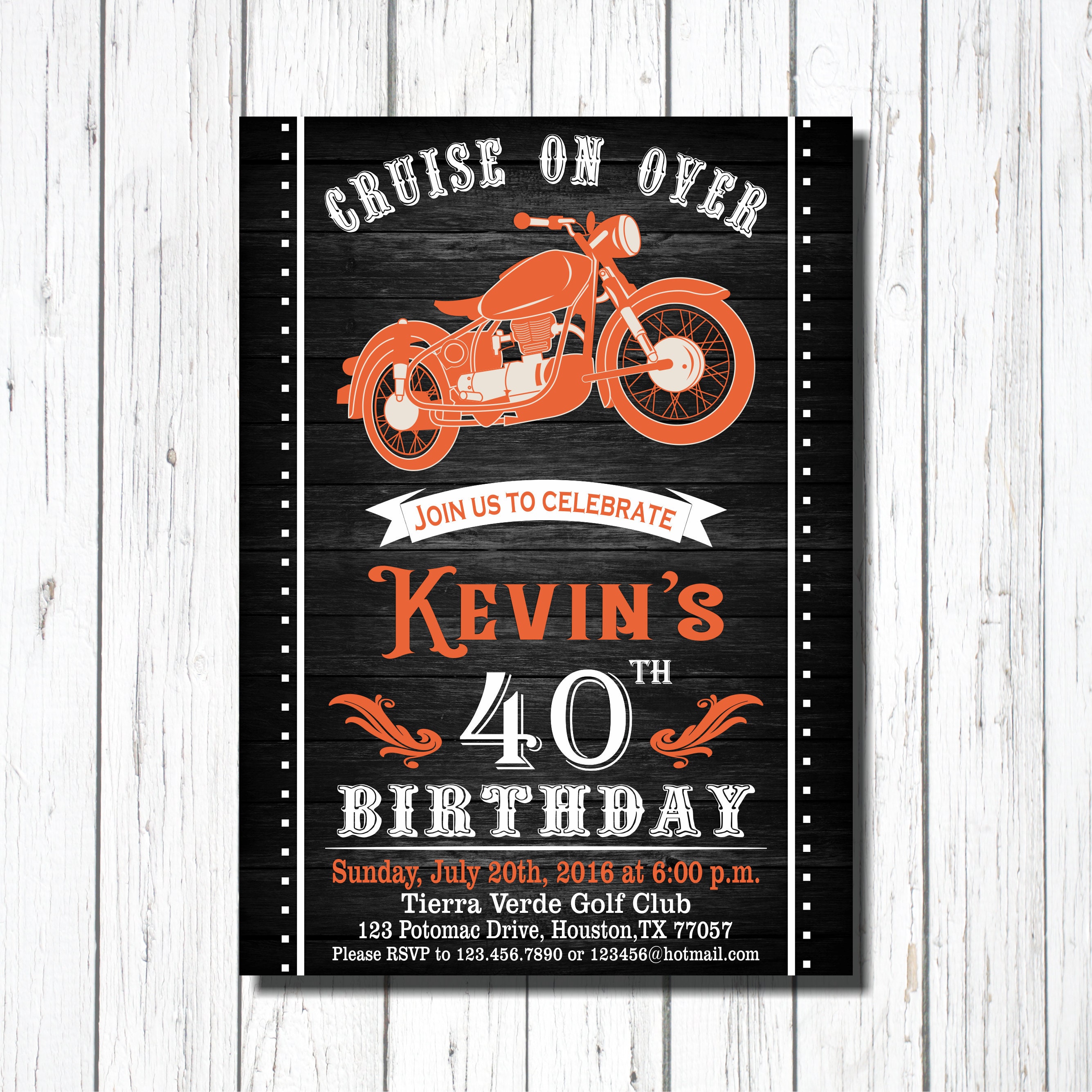 Motorcycle Birthday Invitation Motorcycle Invitation - Etsy