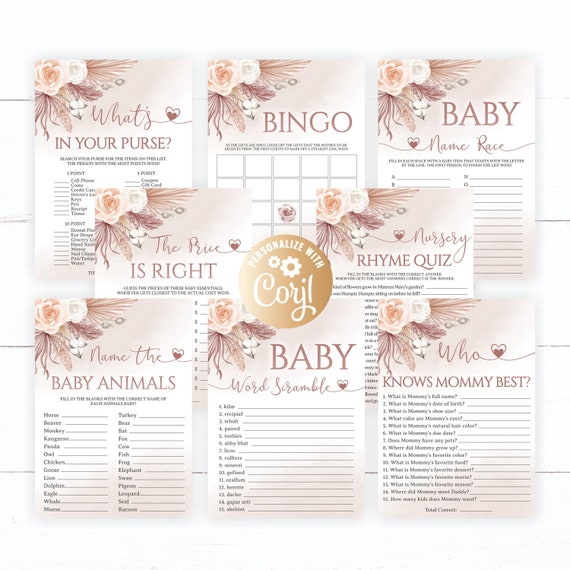 Fall Baby Shower Games Party Pack, Printable Shower Games