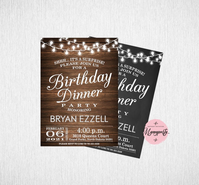 Birthday Dinner Invitation Birthday Dinner Party Surprise Etsy