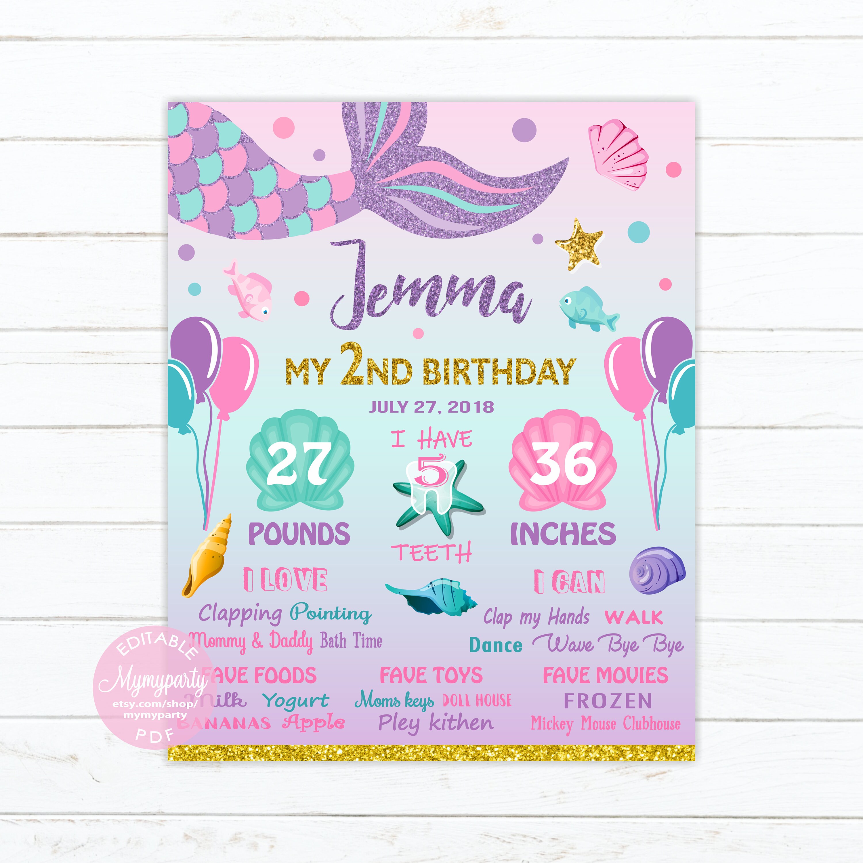 Milestone Board Mermaid Mermaid Birthday Chalkboard Sign Etsy