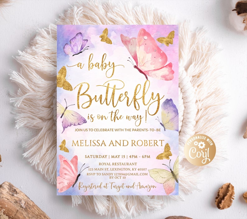 Butterfly Baby Shower Invitation for Girl Little Butterfly Etsy