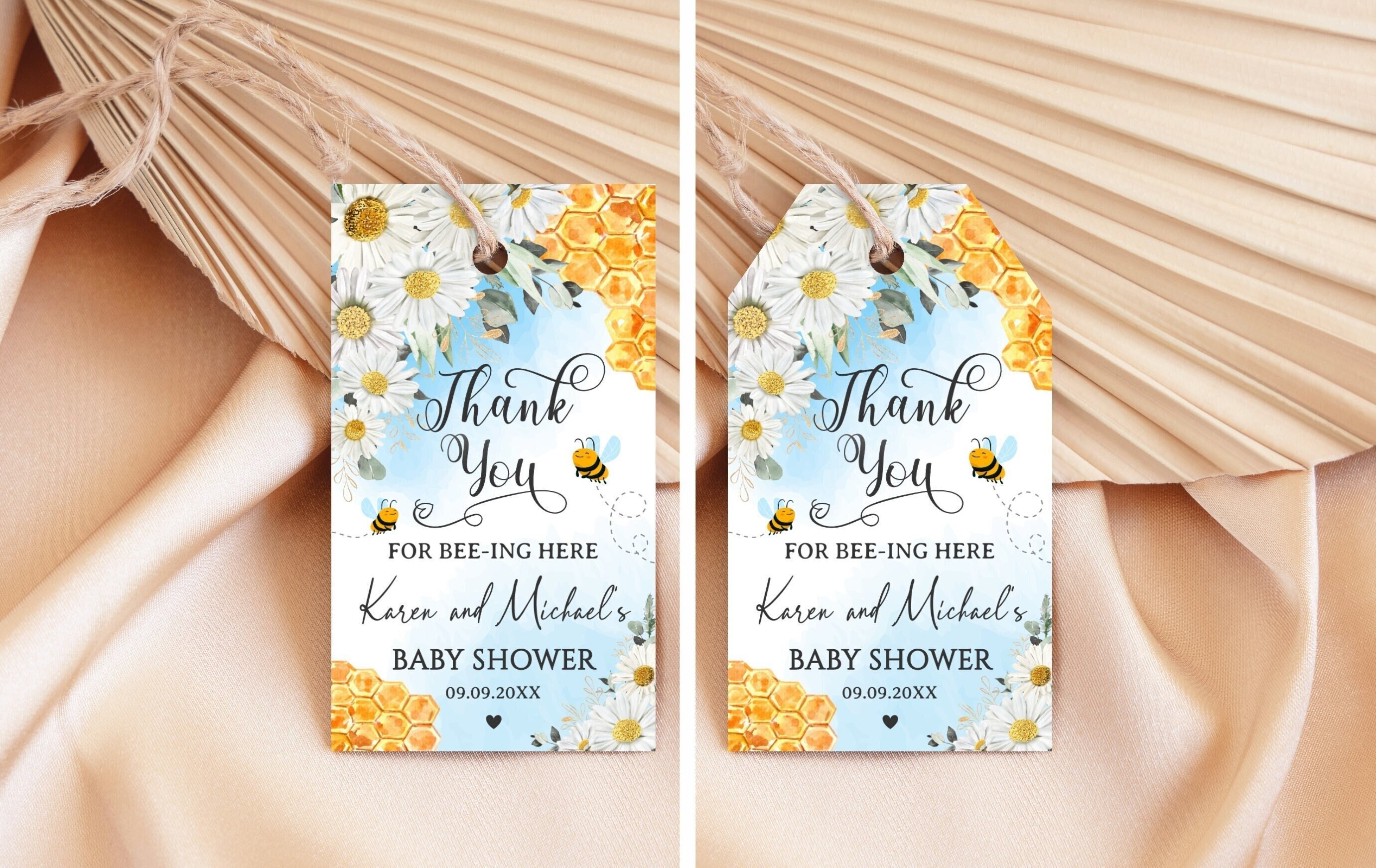 Editable Bee Baby Shower Favor Tags, Thank You for Being Bee-ing Here ...