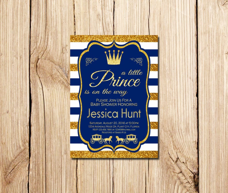 Prince Baby Shower Invitation Crown Baby Boy Little Prince Etsy