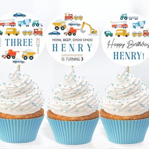 Editable Transportation Cupcake Topper Birthday Circle, Birthday Car Themed Cake Toppers, Cupcake Choo Choo, Train Party Decoration Train