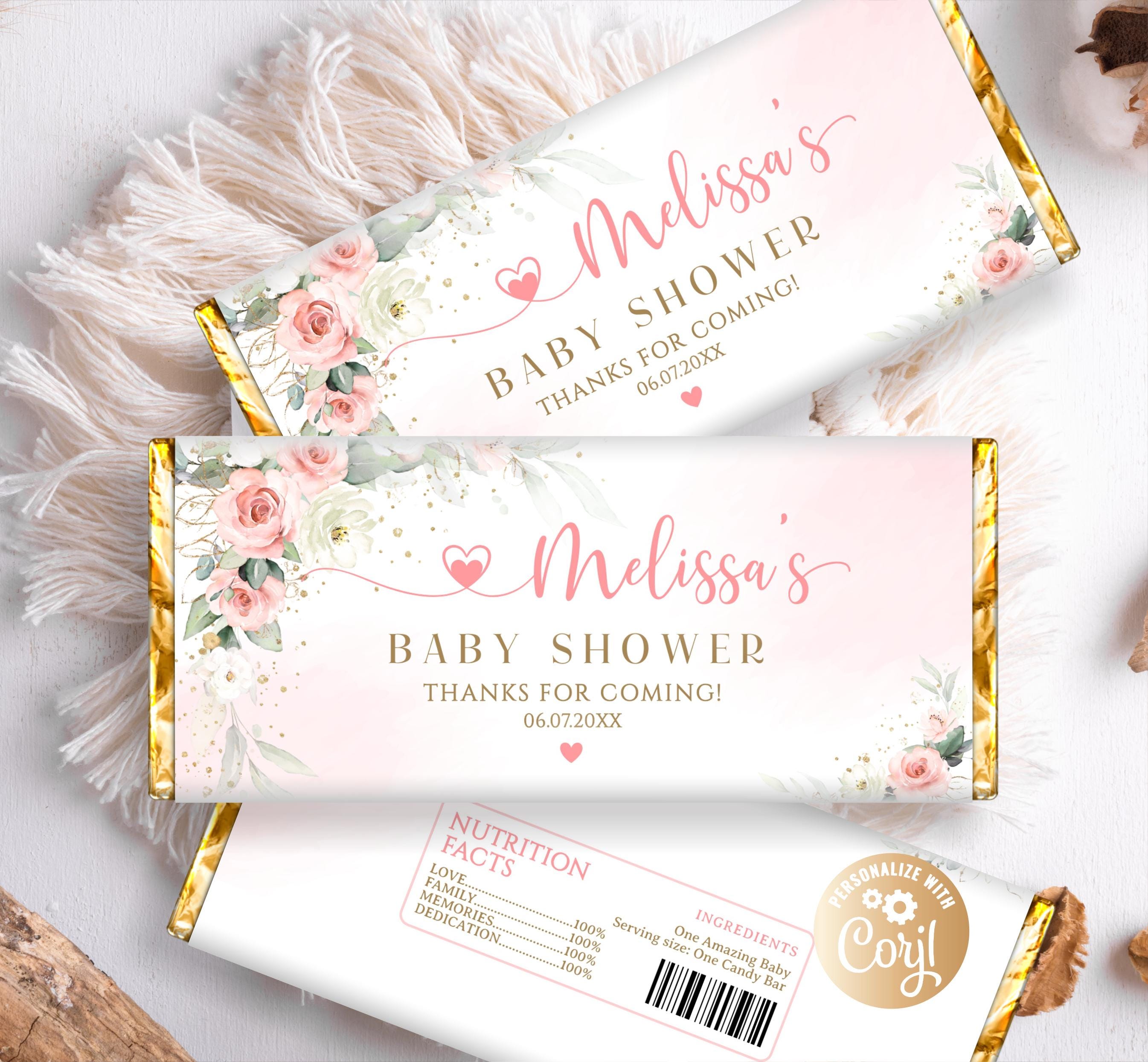 Editable Blush Pink Rose Chocolate Wrapper Floral Blush Roses Girl ...