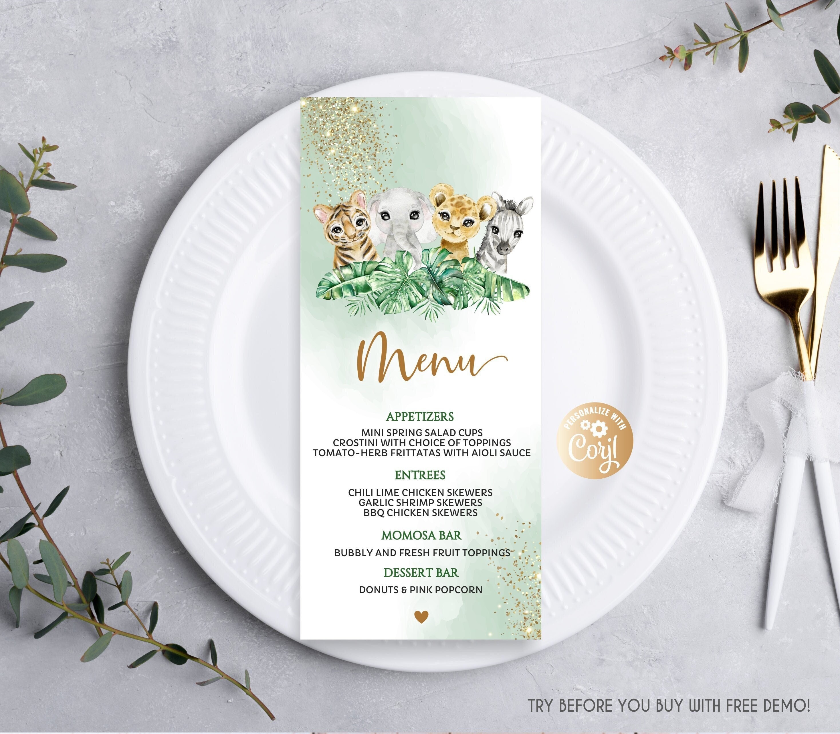 Jungle Menu Cards