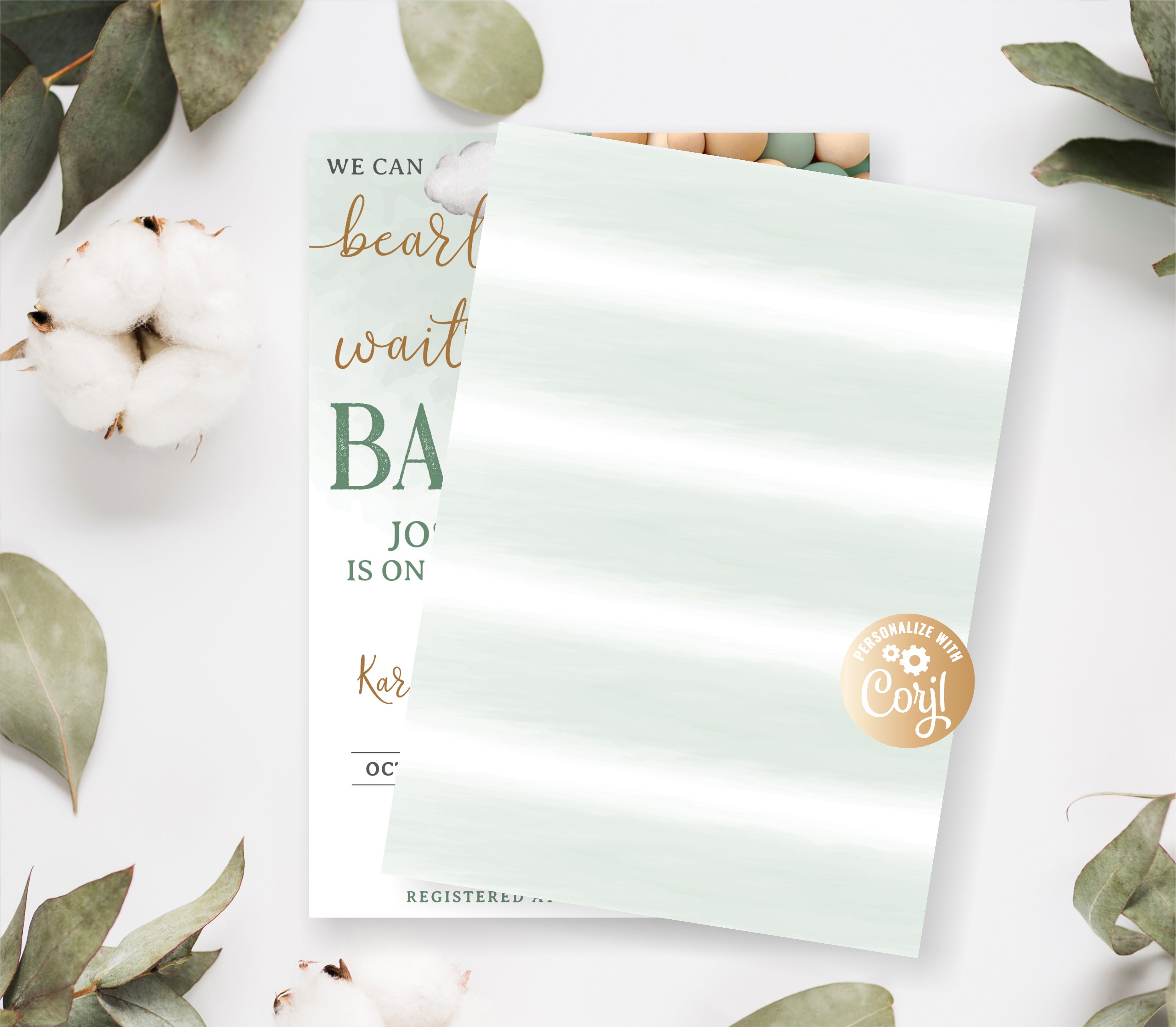 Editable Bear Baby Shower Invitation Set, We Can Bearly Wait Boy Bundle ...