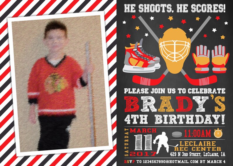 Hockey Invitation Hockey Birthday Invitations Hockey Etsy