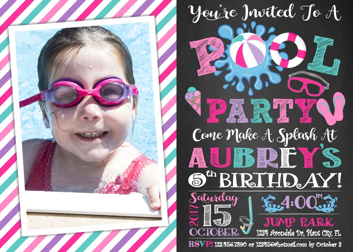 Pool Party Invitation Pool Party Birthday Invitations for Etsy