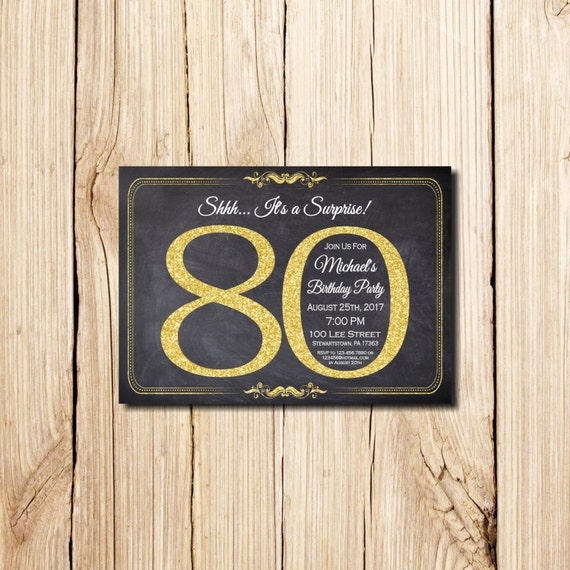 Surprise 80th Birthday Invitation 80th Birthday Chalkboard | Etsy