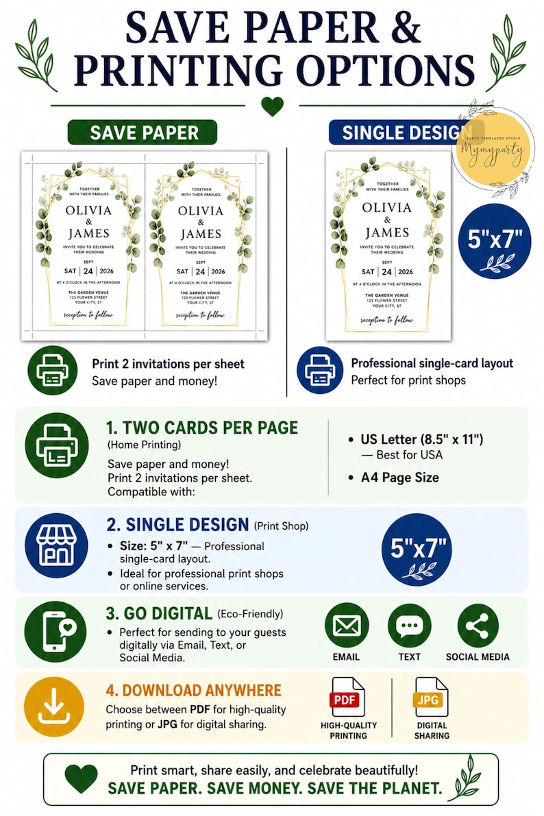 Save paper and printing options guide for eco-friendly digital and physical prints.