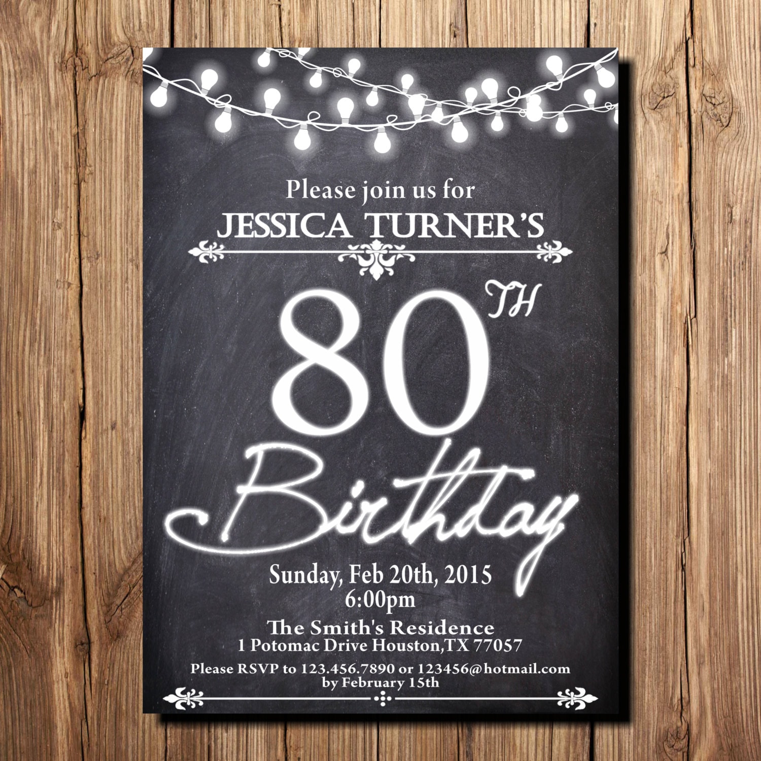 80e anniversaire Invitation 80e anniversaire de naissance | Etsy