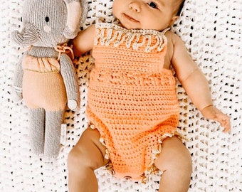 Baby crochet romper - Baby romper crochet pattern - Baby crochet patterns - Crochet romper - Baby girl crochet outfit - Baby clothes- 0-3m