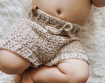 Patrón de pantalones cortos para bebé - Patrón de pantalones cortos a crochet - Patrón de pantalones cortos para niño - Patrón de pantalones cortos para niña - Pantalones cortos de bebé a crochet - Patrones de crochet - 0-24 m